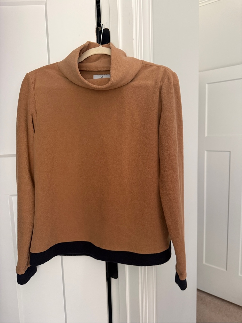 Dudley Stephens fleece pullover tan black trim